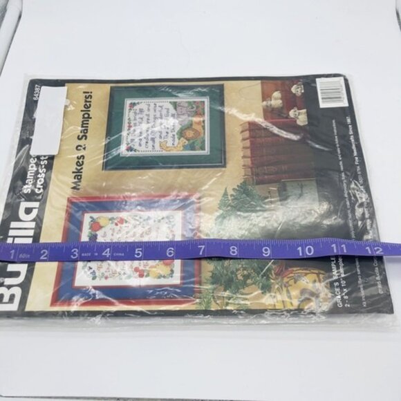 Vintage Bucilla Stamped Cross Stitch Sampler Religious Prayer Fruit Animals Set - Picture 6 of 12